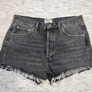 Agolde Women's Frayed Hem Denim Shorts - Black